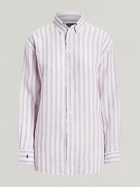 Polo Ralph Lauren Oversize Fit Striped Linen Button Down Shirt.  Size Medium